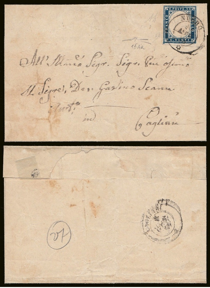 20 Cent. (15Aa) Su Lettera Ann. NUORO (p.3) Firmata Manzoni (€ 287,50) - Sardaigne