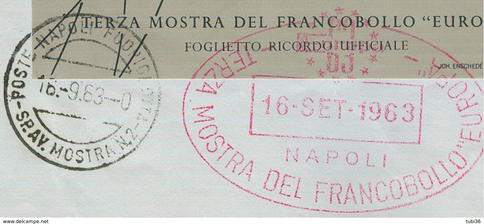 EUROPA CEPT 1963-MOSTRA FRANCOBOLLO "EUROPA" NAPOLI,SAN MARINO,ANNULLI SPECIALI DEDICATI,VIAGGIATA BOLOGNA, - 1963