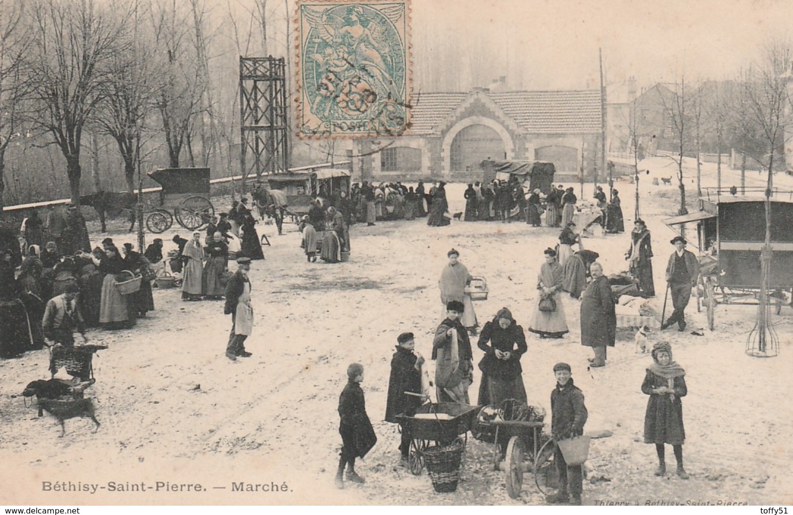 CPA:BÉTHISY SAINT PIERRE (60) LE MARCHÉ ANIMÉE..ÉCRITE - Altri & Non Classificati