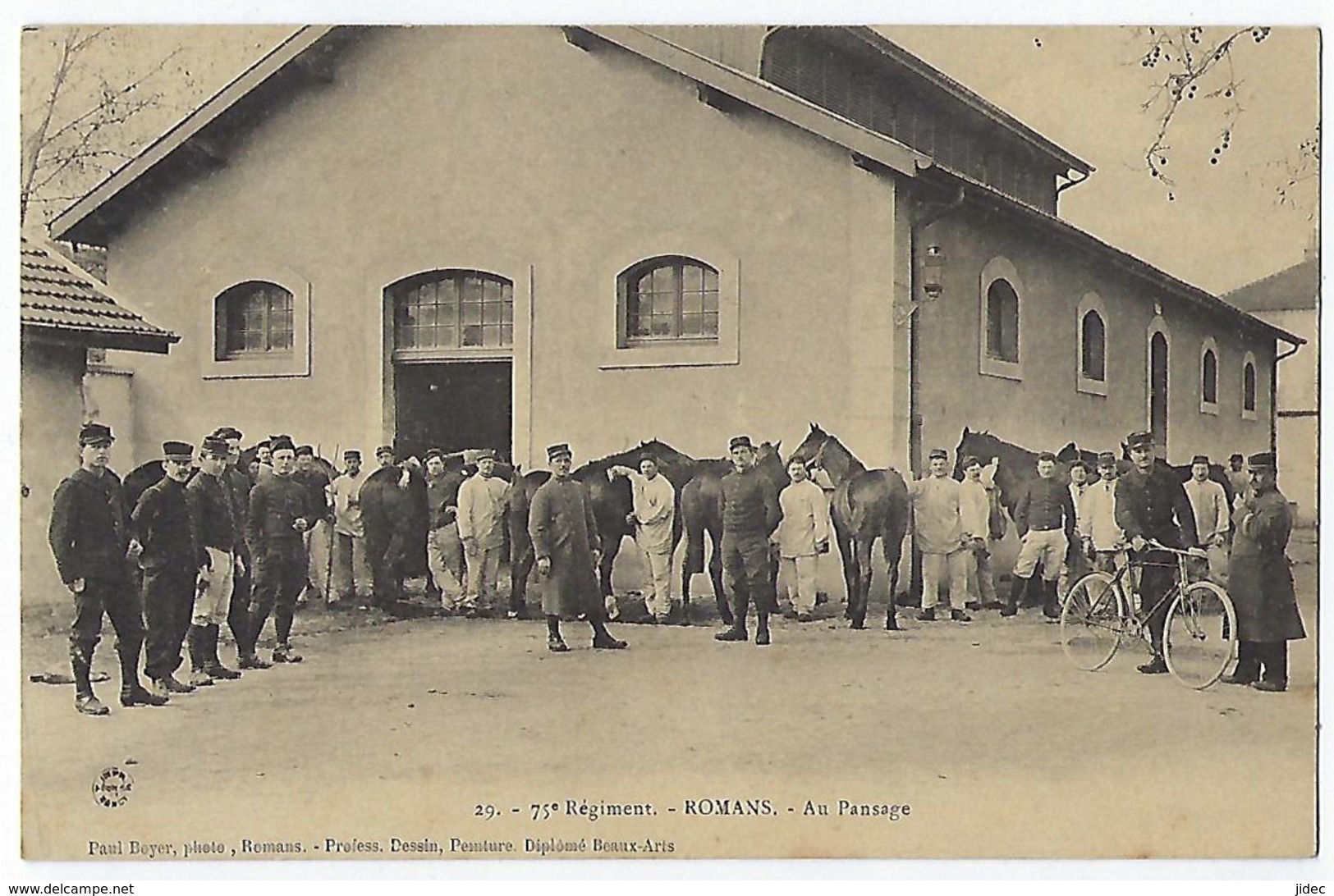 CPA 26 Drôme Romans Sur Isère Rare 75e 75eme Régiment Militaire Au Pansage Boyer Près De Bourg De Péage Peyrins Alixan - Romans Sur Isere