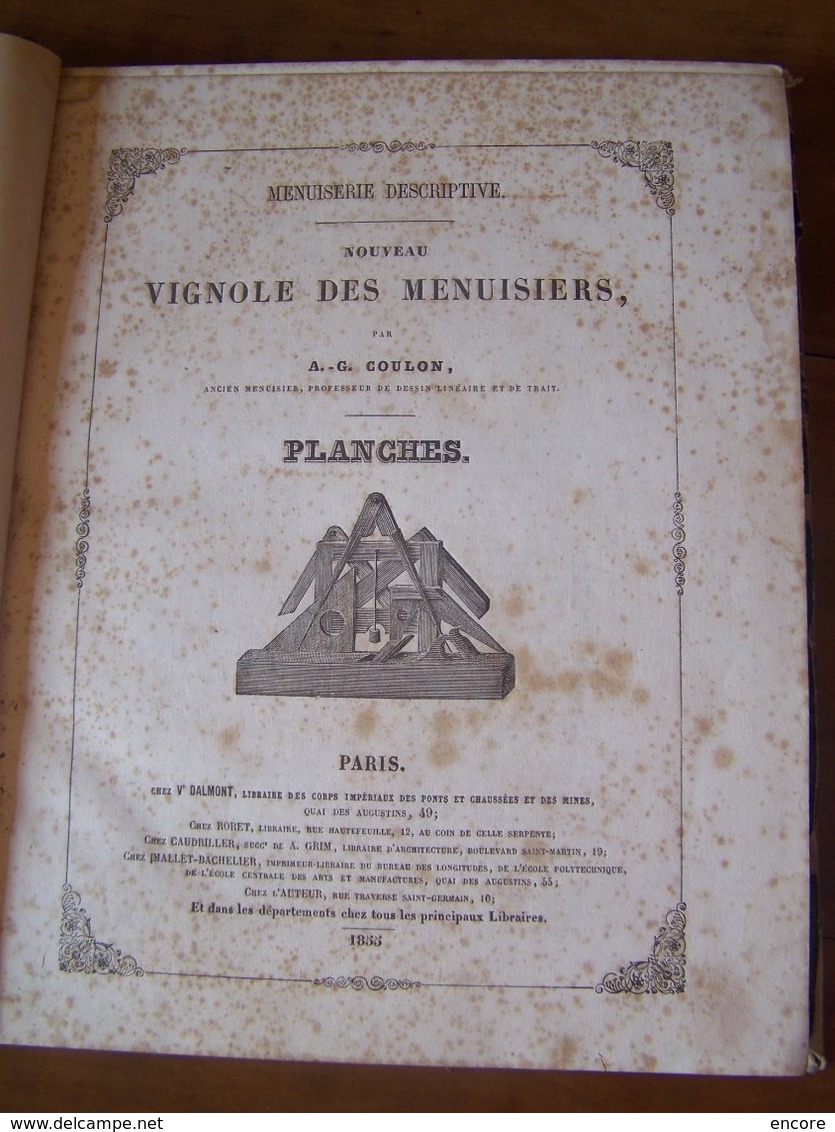 MENUISERIE DESCRIPTIVE. VIGNOLE DES MENUISIERS. VOLUME DES PLANCHES.   100_8100 TRC "a" - Bricolage / Technique