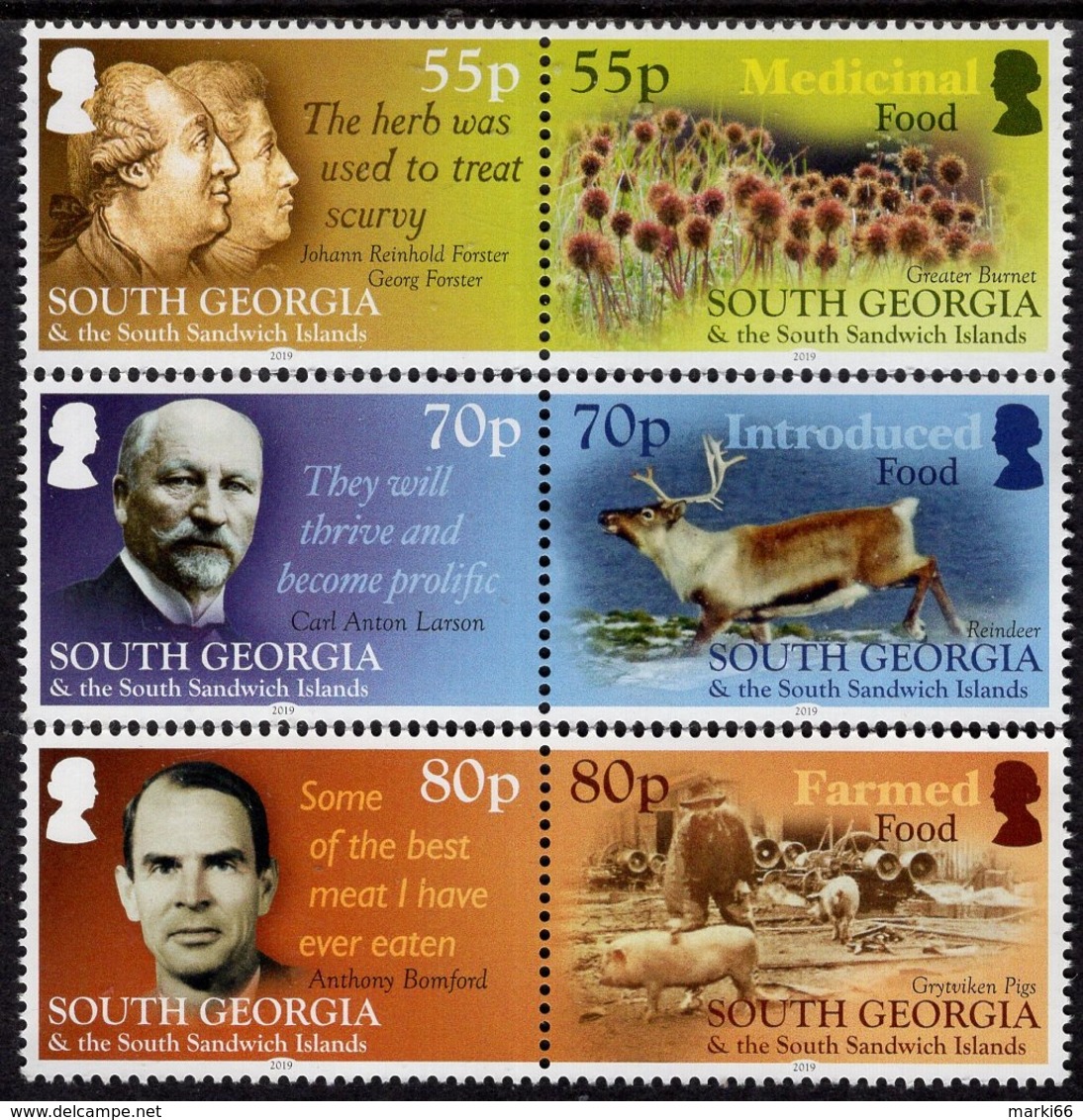 Falkland Islands - South Georgia - 2019 - Food In South Georgia - Mint Stamp Set - Géorgie Du Sud