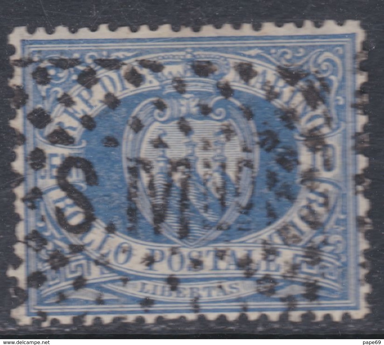 Saint-Marin N° 3 A O 10 C. Bleu Oblitération Moyenne Sinon TB - Used Stamps