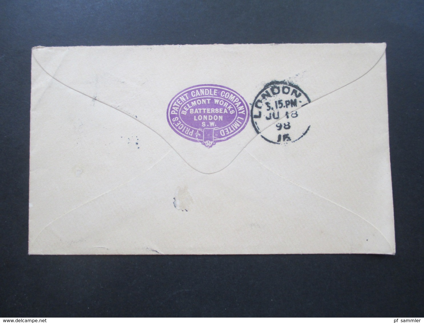 GB 1898 Ganzsachen Umschlag Stempel Battersea Firmenumschlag Werbung Price's Patent Candle Company Belmont Works - Storia Postale
