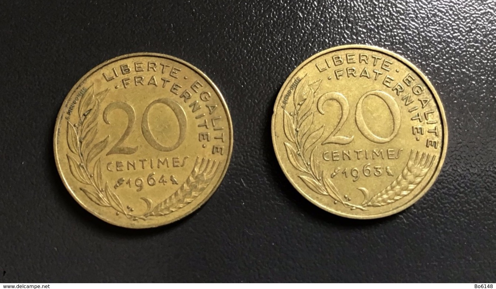 FRANCIA - FRANCE  2  Monete 20 Cent.  1963 E 1964   Marianne Lagriffoul - Altri & Non Classificati