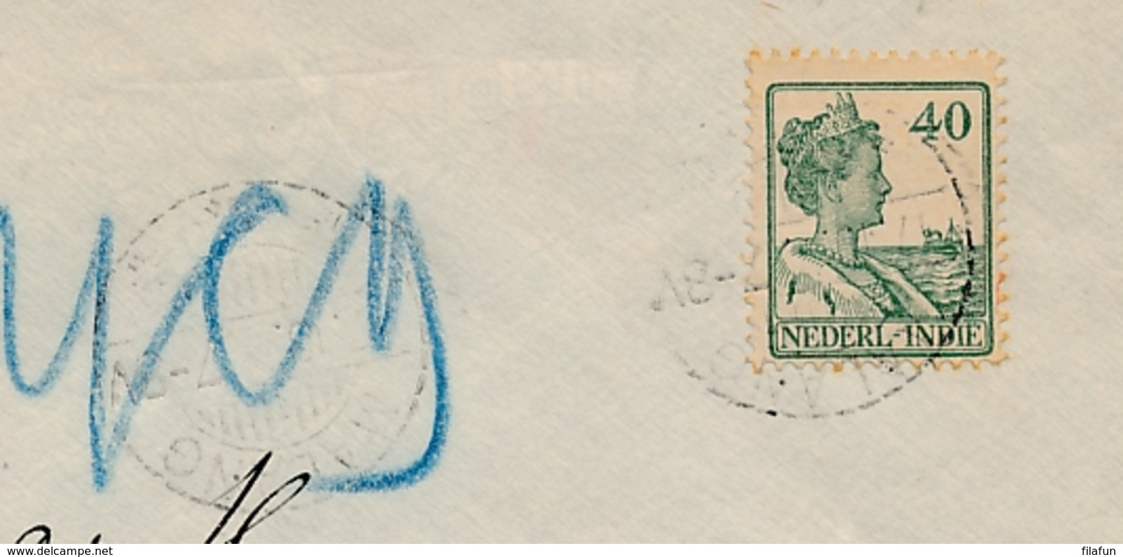 Nederlands Indië - 1927 - 40 Cent Wilhelmina, Enkelfrankering Op R-cover Van Malang Naar Haarlem / Nederland - Netherlands Indies
