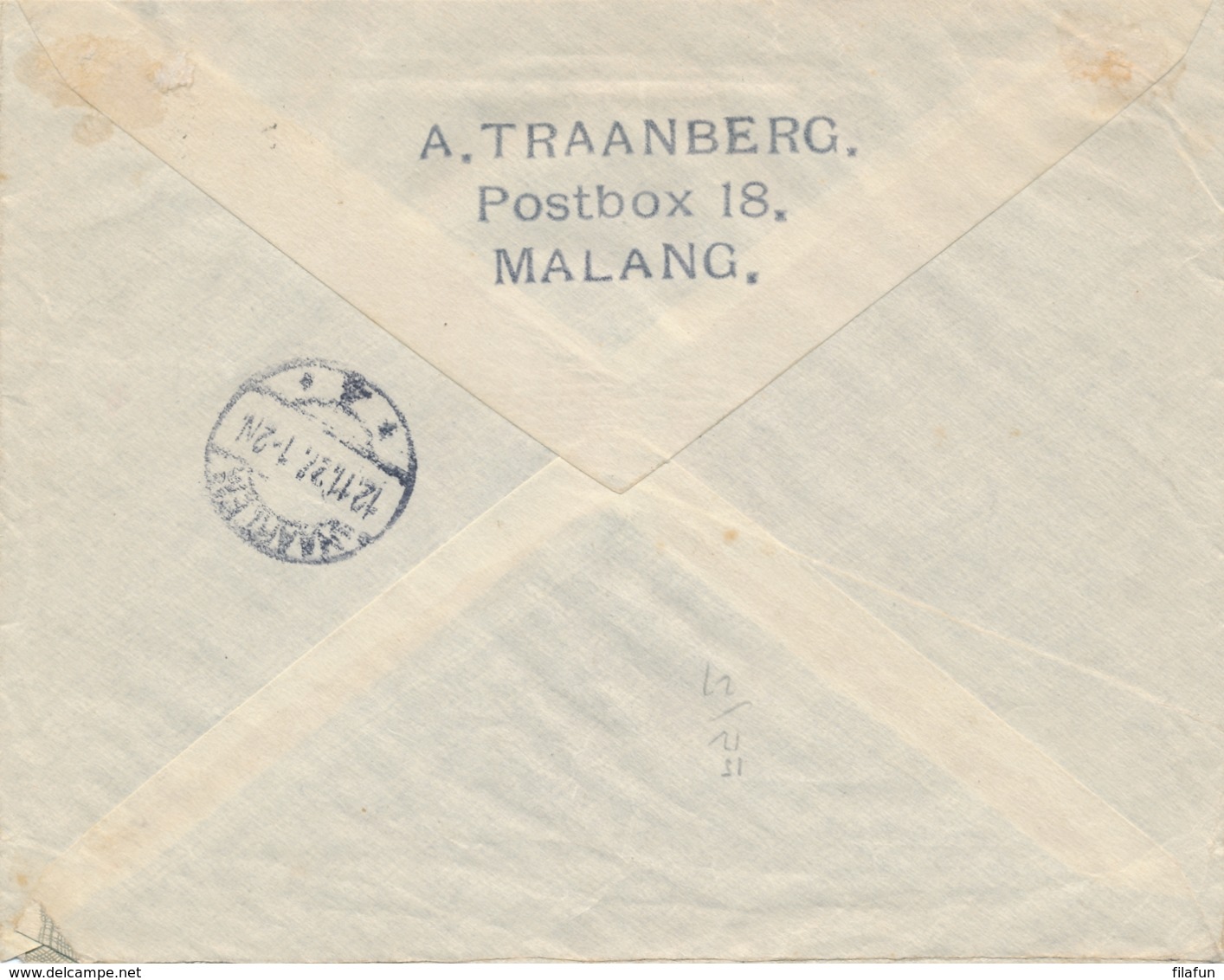 Nederlands Indië - 1927 - 40 Cent Wilhelmina, Enkelfrankering Op R-cover Van Malang Naar Haarlem / Nederland - Niederländisch-Indien