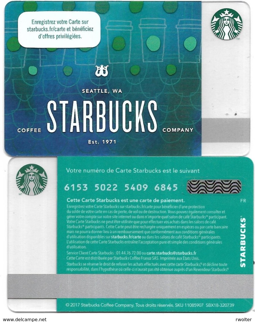 @+  Carte Cadeau - Gift Card : STARBUCKS - FRANCE SEATTLE"  - Code 6153 (sortie été 2019) - Cartes De Fidélité Et Cadeau