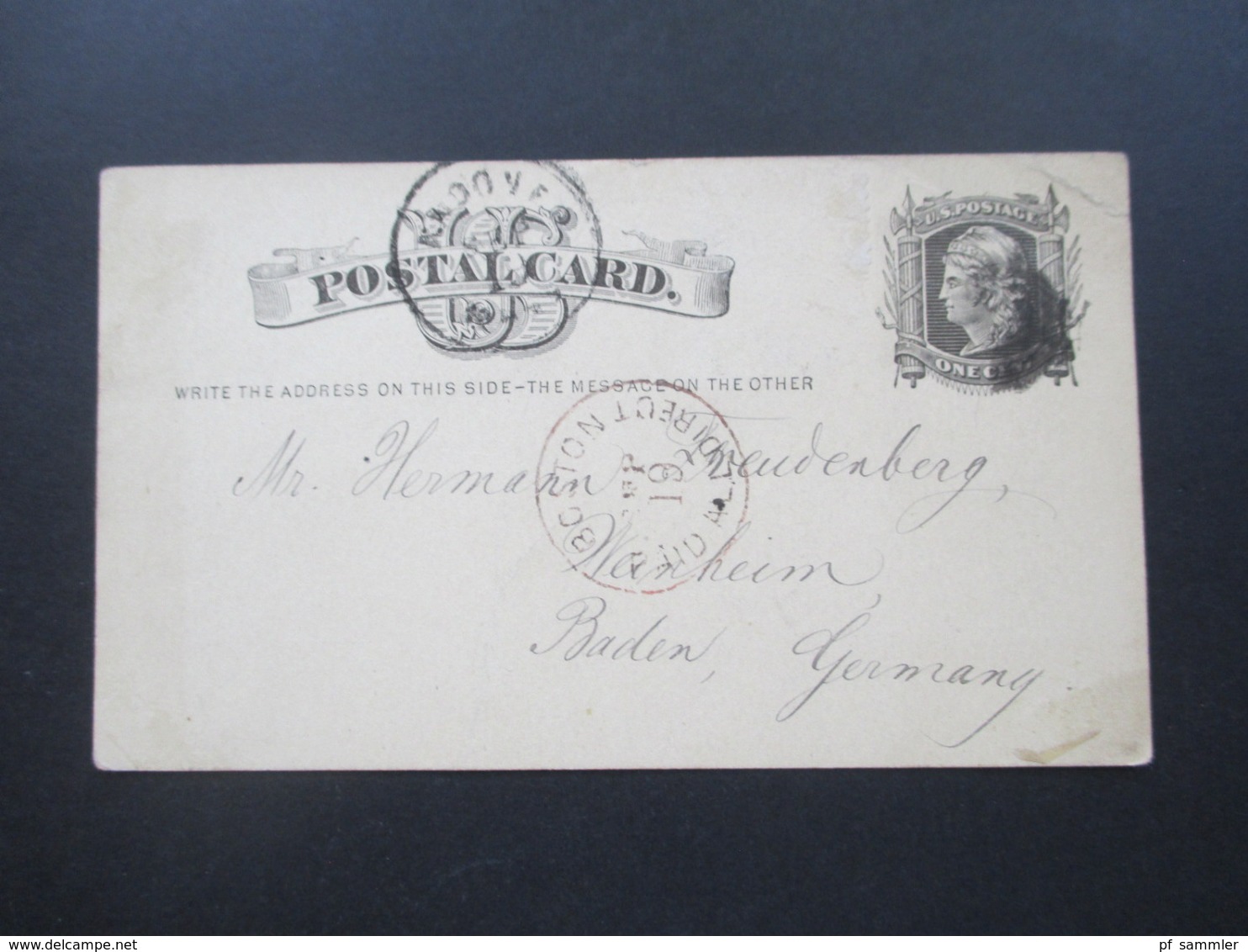 USA 1877 Ganzsache GA Brauner Stempel Boston Paid All Direct Andover - Deutschland - Storia Postale