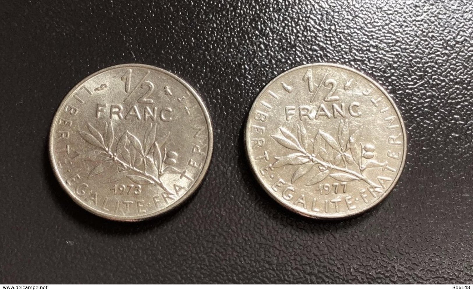 FRANCIA - FRANCE  2  Monete 1/2 Franco  1973 E 1977  Seminatrice - Altri & Non Classificati
