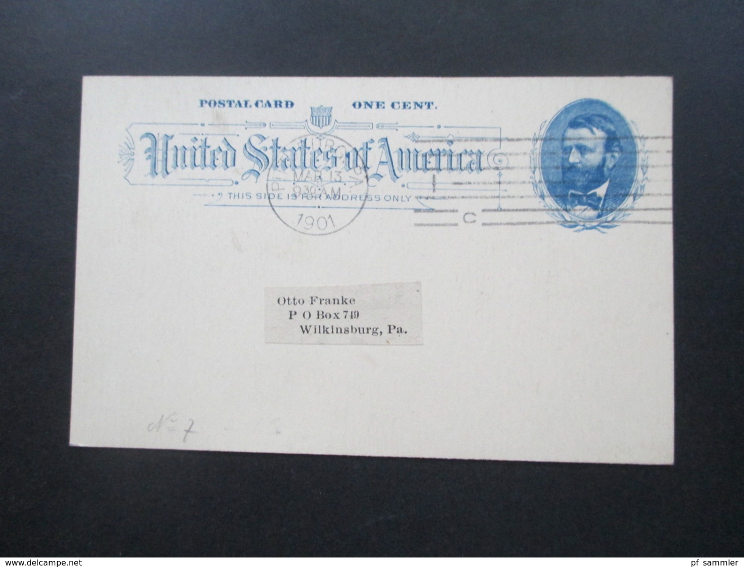 USA 1901 Ganzsache Druck Pittsburg Monthly Meating Of The Twin City Philatelic Society - Lettres & Documents