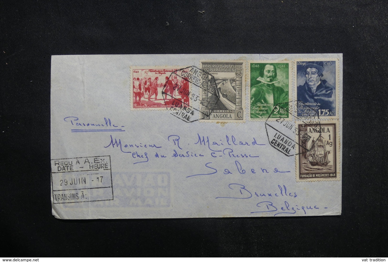 ANGOLA - Enveloppe De Luanda Pour Bruxelles En 1953, Affranchissement Plaisant - L 41448 - Angola