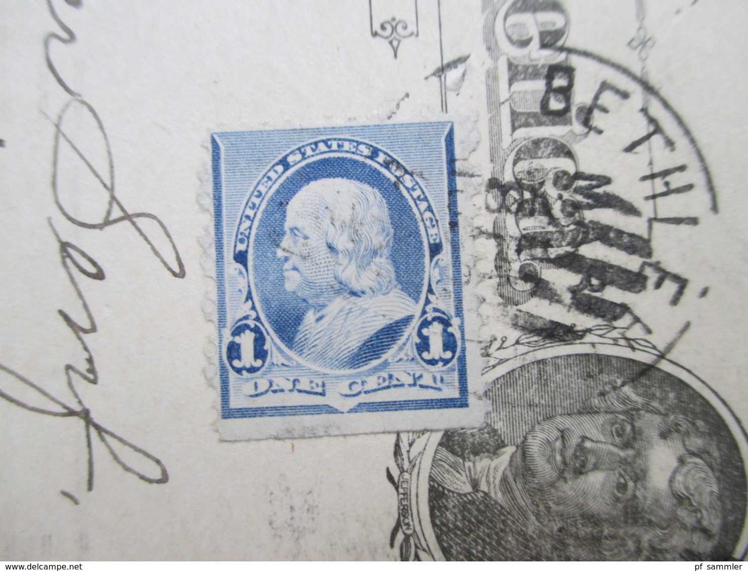 USA 1895 GA Mit Zusatzfrankatur 1 Cent Unten Ungezähnt! Bethlehem - Leipzig Gebrüder Senf - Lettres & Documents