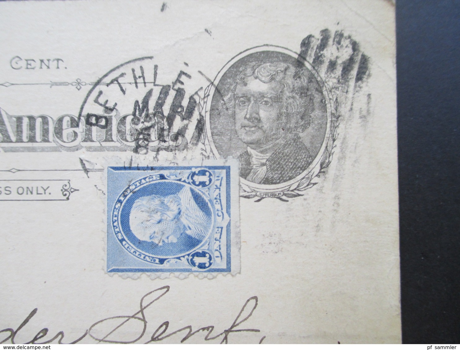 USA 1895 GA Mit Zusatzfrankatur 1 Cent Unten Ungezähnt! Bethlehem - Leipzig Gebrüder Senf - Storia Postale