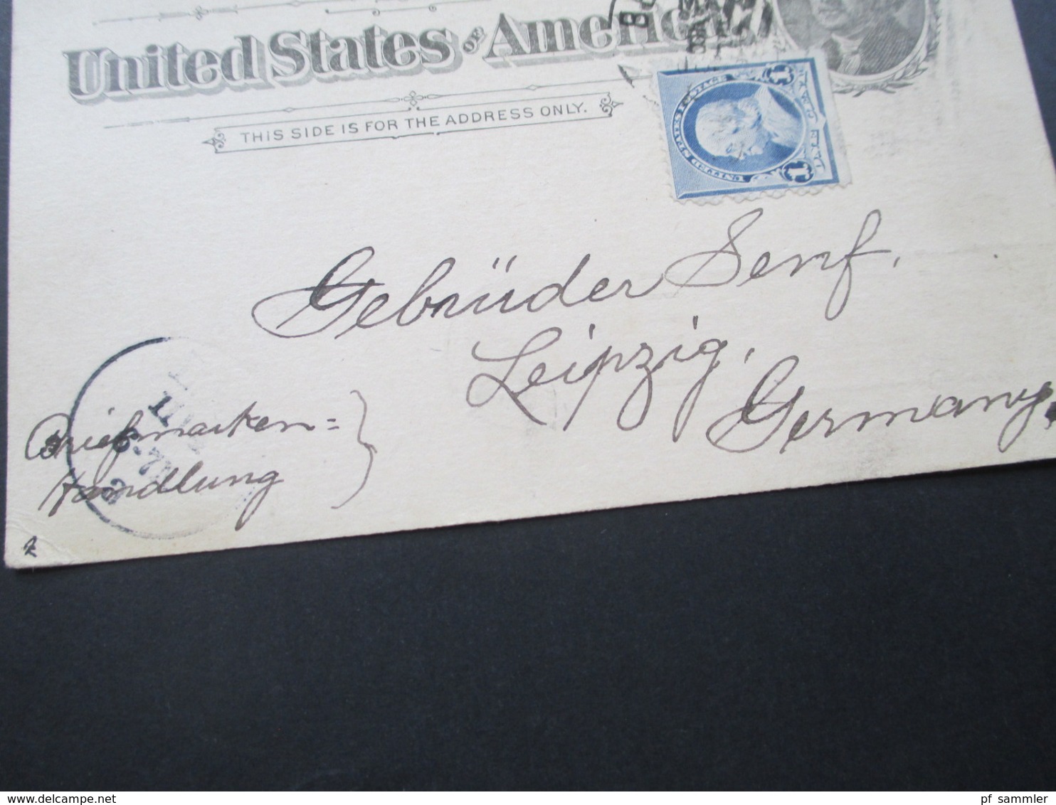 USA 1895 GA Mit Zusatzfrankatur 1 Cent Unten Ungezähnt! Bethlehem - Leipzig Gebrüder Senf - Cartas & Documentos