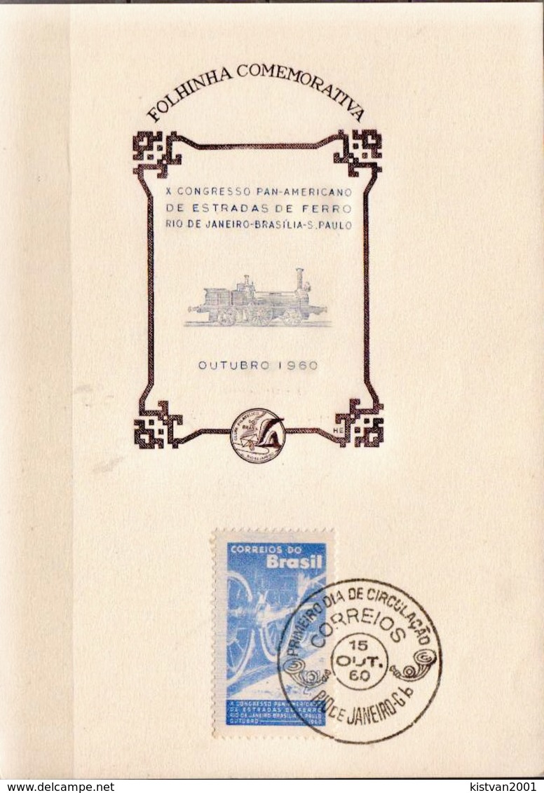 Postal History: Brazil Commemorative Card / Folhinha Comemorativa - Trains