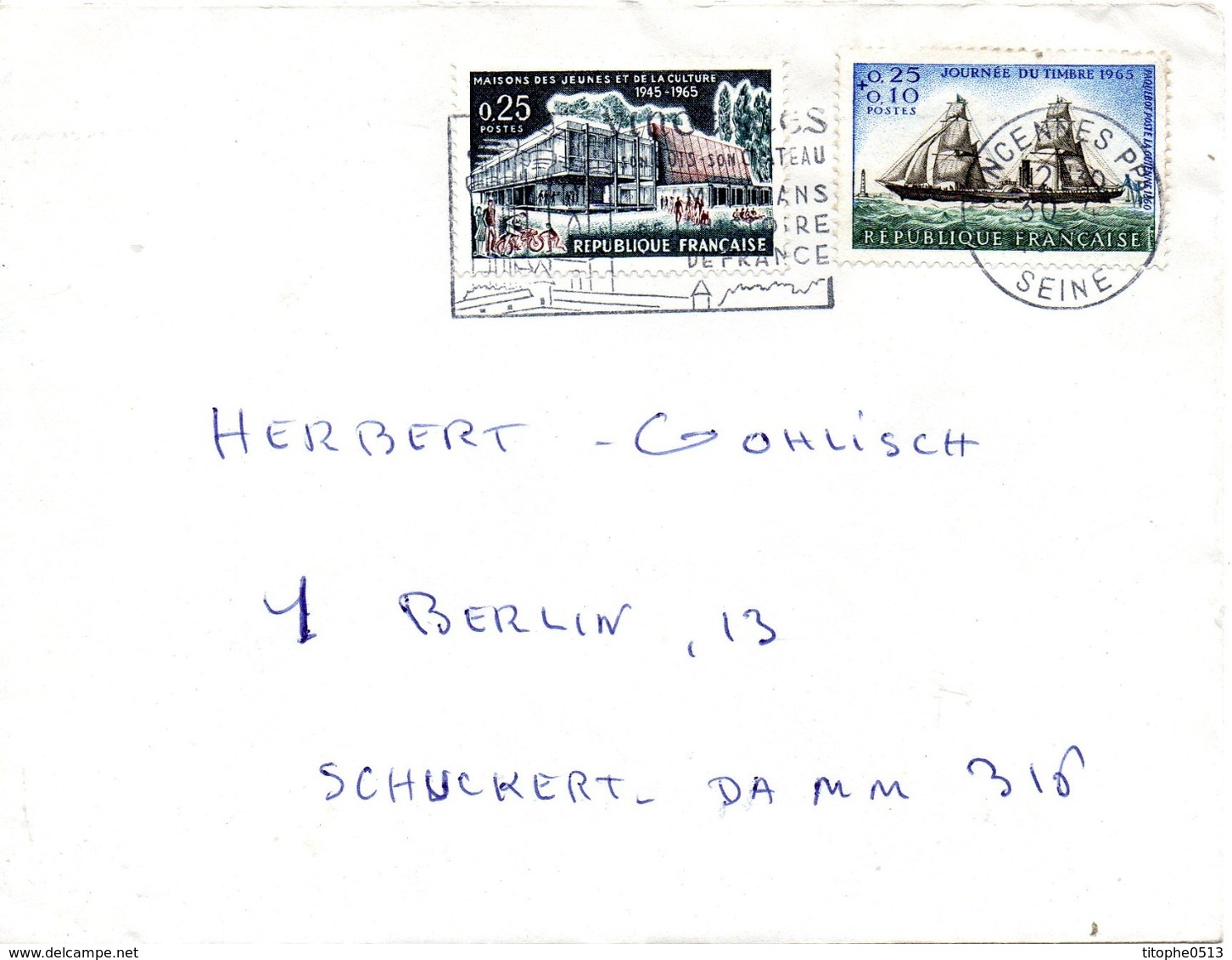 FRANCE. N°1446 De 1965 Sur Enveloppe Ayant Circulé. Journée Du Timbre/Paquebot-poste "La Guienne". - Journée Du Timbre