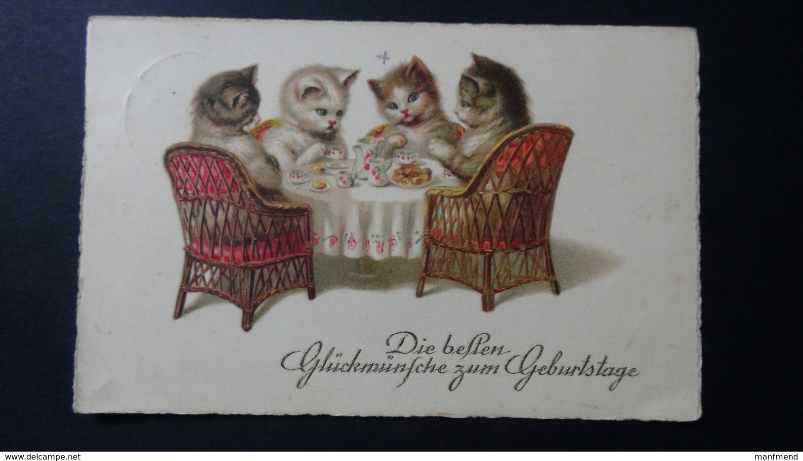 Germany - 4 Katzen Am Kaffeetisch - Die Besten Glückwünsche Zum Geburtstage - Um 1932 - Look Scans - Katzen