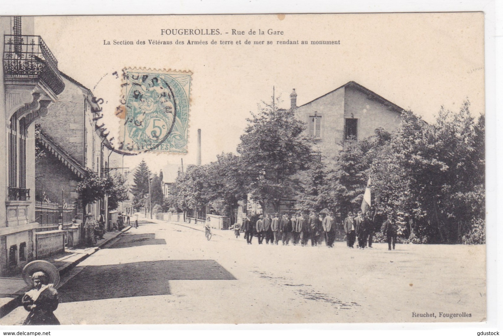 Haute-Saône - Fougerolles - Rue De La Gare La Section Des Vétérans Des Armées De Terre Et De Mer Se Rendant Au Monument - Other & Unclassified