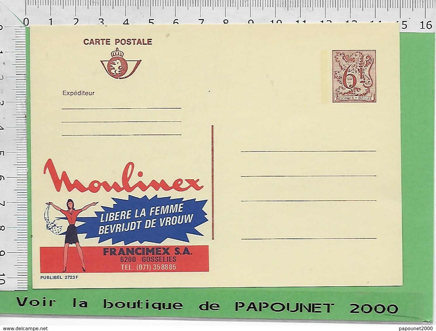 01216 - 03026 - E Be Entiers Postaux Publibel 2723 F MOULINEX - Publibels