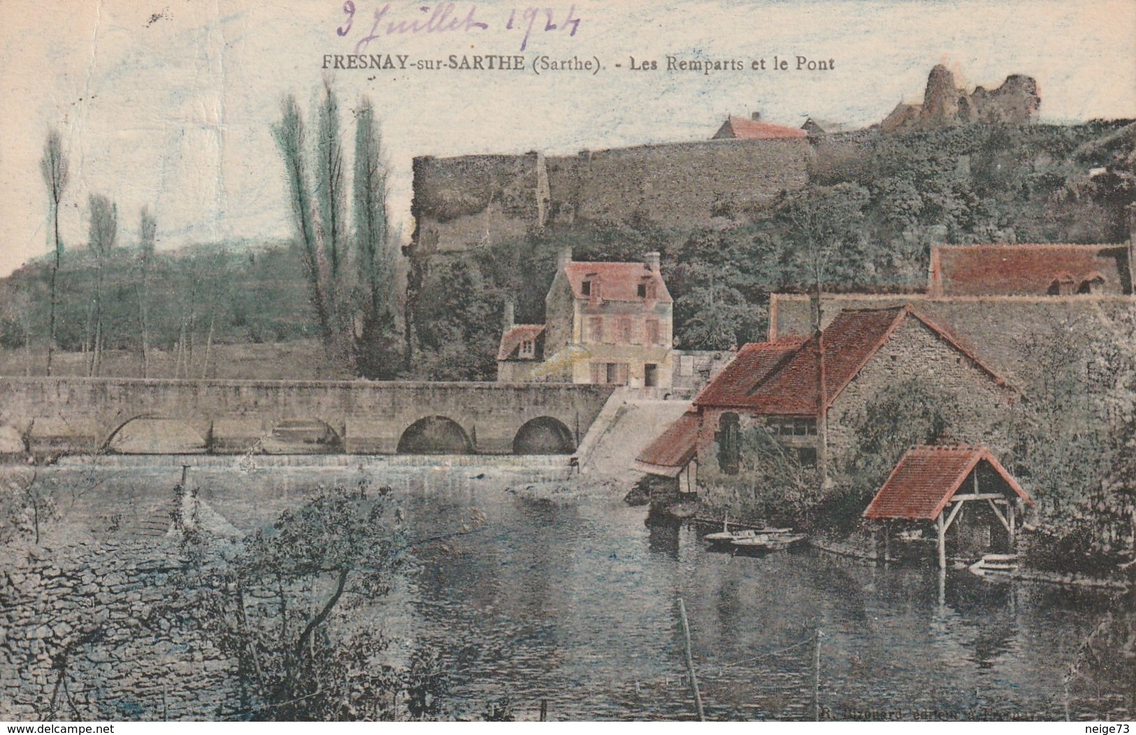 Carte Postale Ancienne De La Sarthe - Fresnay Sur Sarthe - Ies Remparts Et Le Pont - Altri & Non Classificati