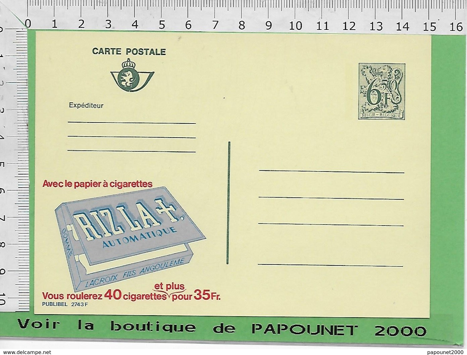 01221 - 03026 - E Be Entiers Postaux Publibel 2743 F RIZLA + - Publibels