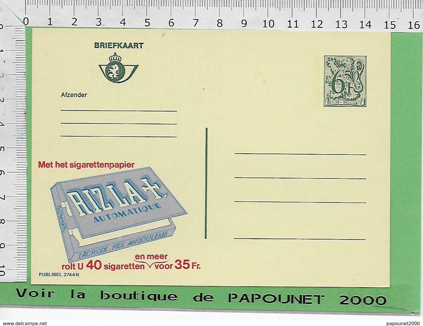 01222 - 03026 - E Be Entiers Postaux Publibel 2744 N RIZLA + - Publibels