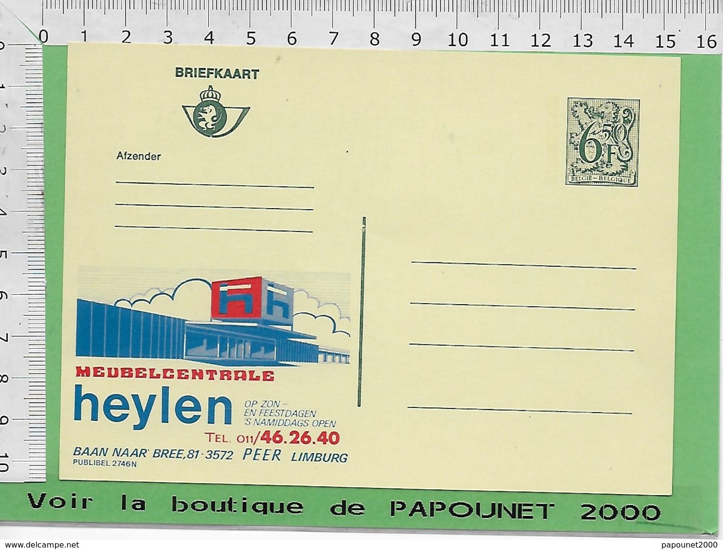 01223 - 03026 - E Be Entiers Postaux Publibel 2746 N HEYLEN - Publibels