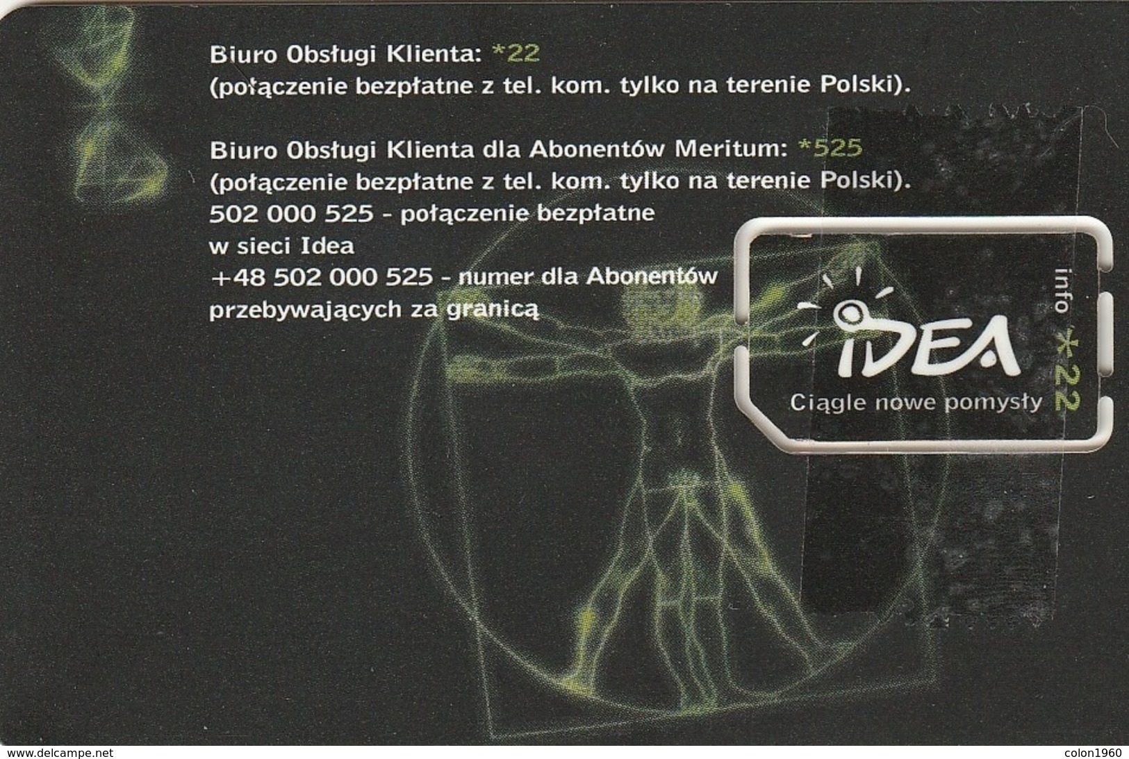POLONIA. IDEA GSM. Leonardo Da Vinci, Uomo Vitruviano. (010) - Pologne