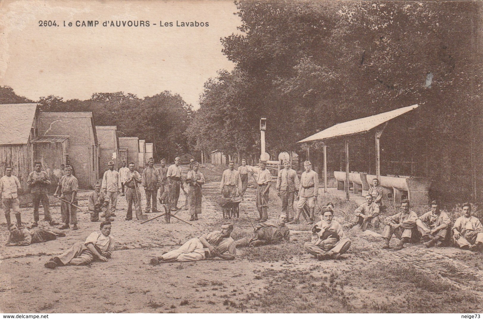 Carte Postale Ancienne De La Sarthe - Camp D'Auvours - Les Lavabos - Militaires - Altri & Non Classificati