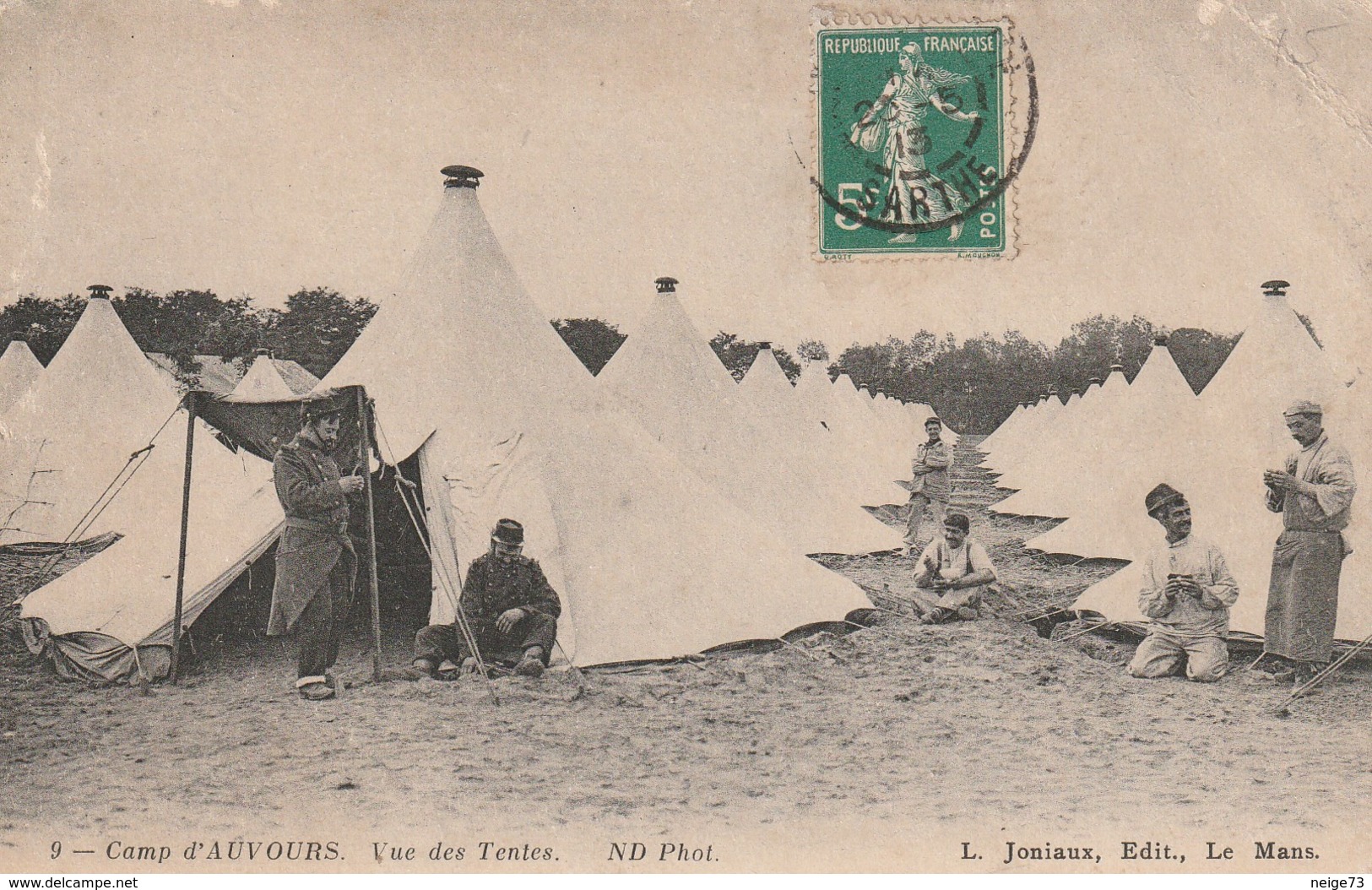 Carte Postale Ancienne De La Sarthe - Camp D'Auvours - Vue Des Tentes - Militaires - Altri & Non Classificati