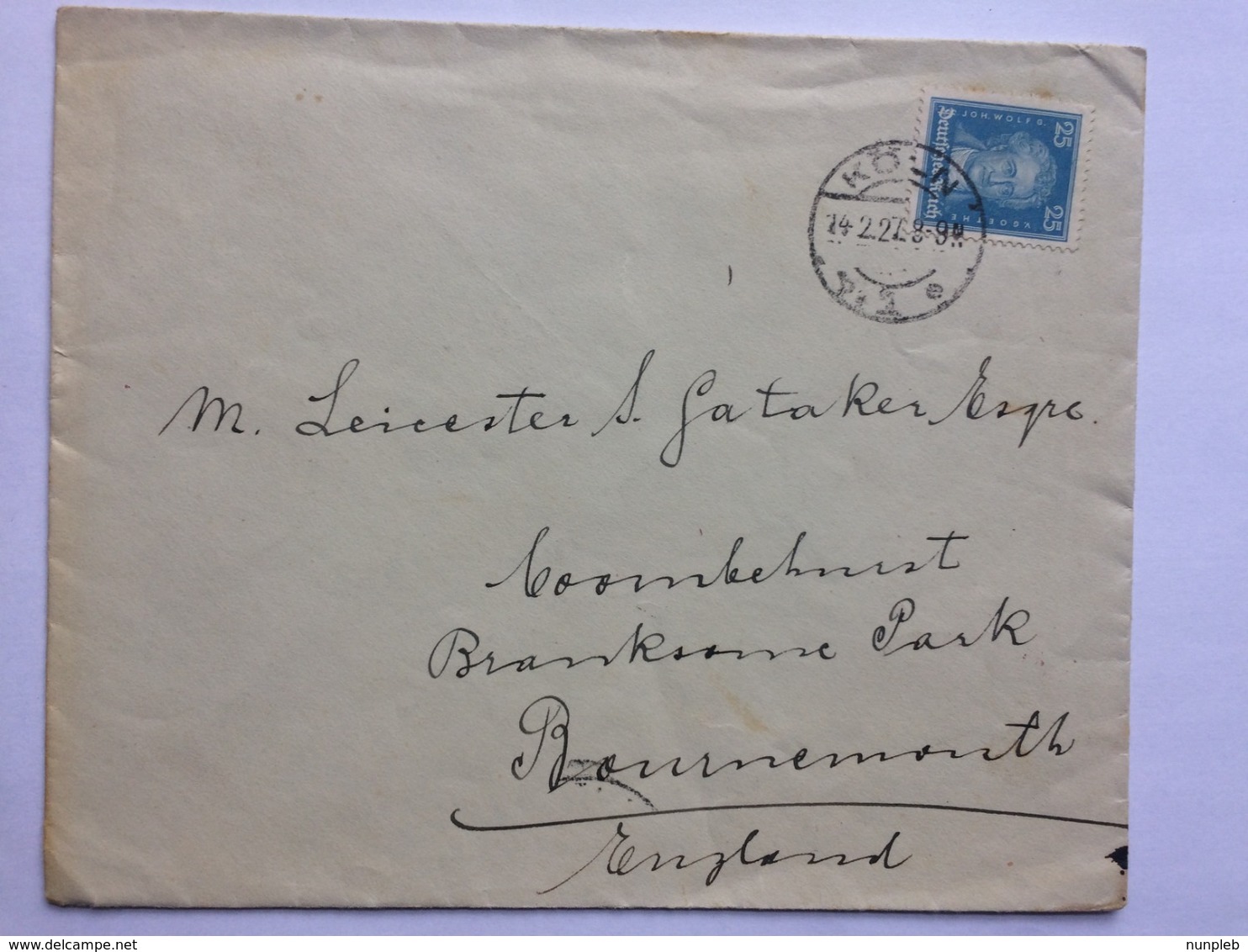 GERMANY 1927 Cover Koln To Bournemouth England - Lettres & Documents