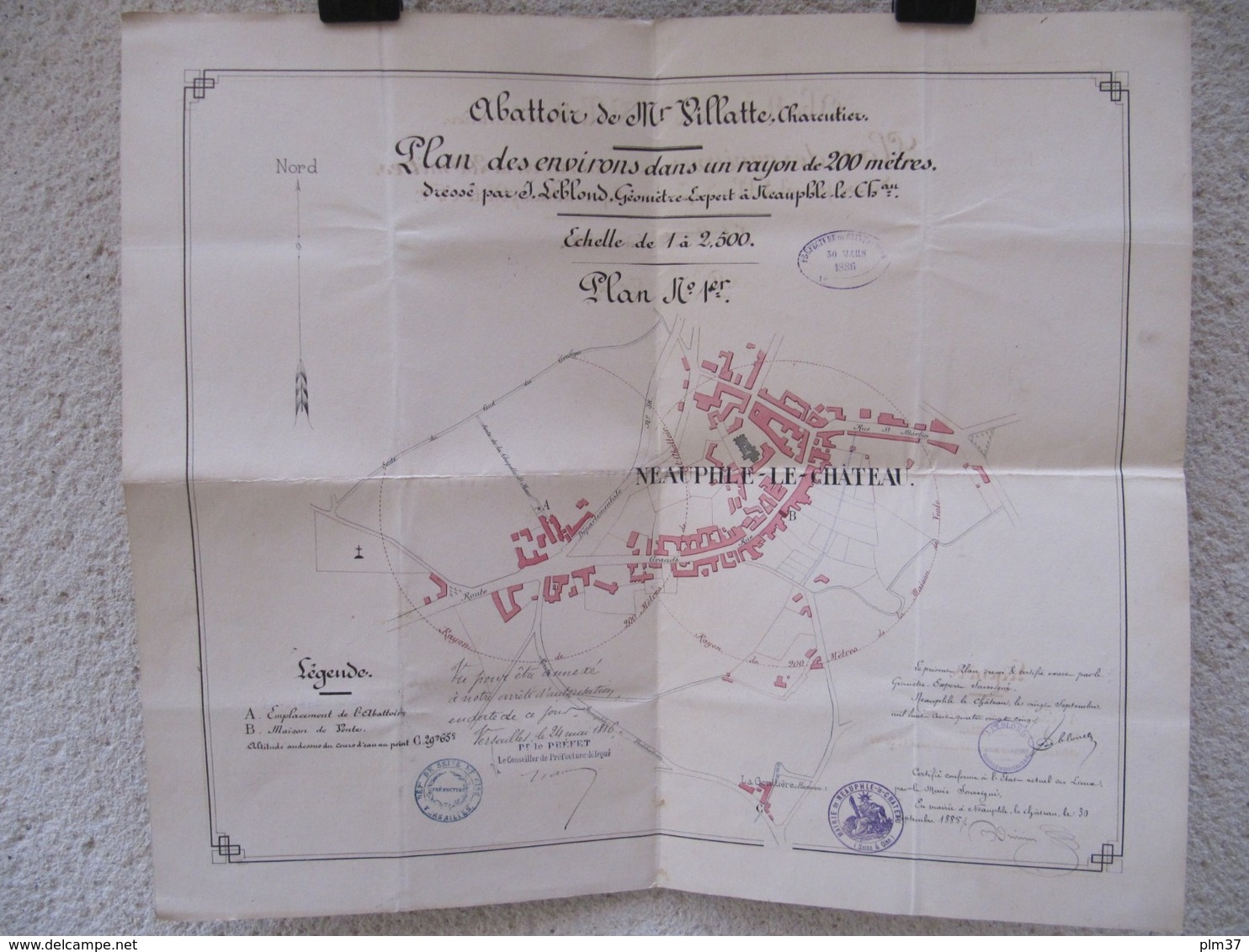 NEAUPHLE LE CHATEAU, 78 - Abattoir De Mr Villatte, Charcutier - 2 Documents Dressés Par Géomètre, 1885 - Architecture