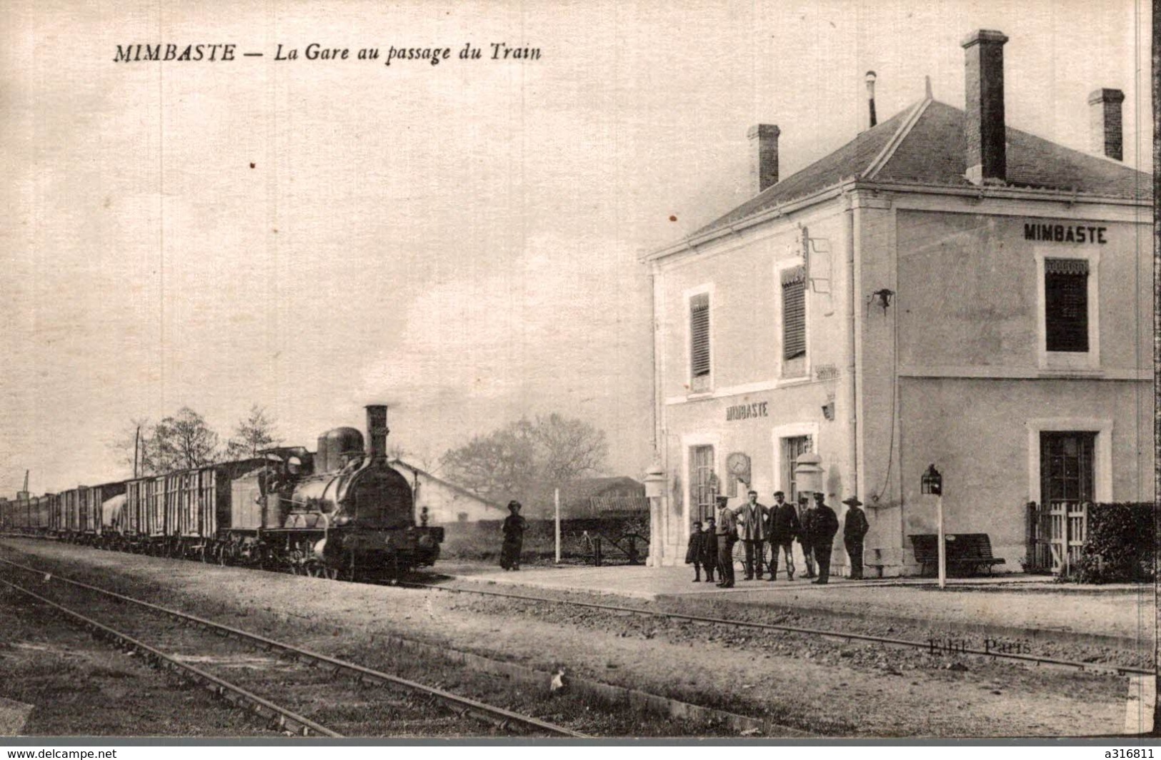 40 MIMBASTE LA GARE ANIMEE ARRIVEE DU TRAIN CLICHE UNIQUE - Mimizan