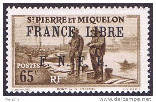 Port De Saint-Pierre 0,65Fr  Surchargé «FRANCE LIBRE / F.N.F.L.»  Yv 259 * - Unused Stamps