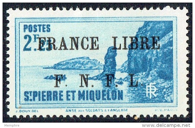 Langlade  2,25fr  Surchargé «France Libre/ F.N.F.L.»  Yv 269  * MH - Neufs