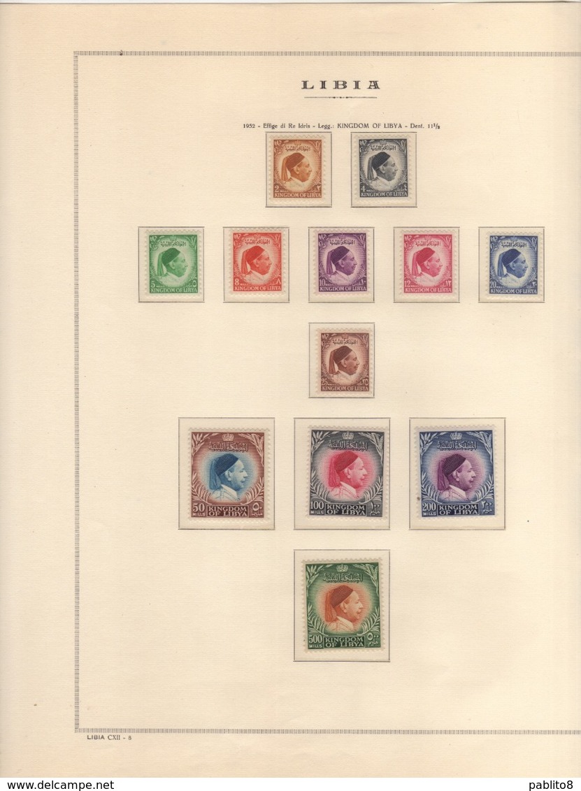 LIBIA LIBYA 1952 1969 COLLEZIONE COMPLETA SU FOGLI MARINI COMPLETE COLLECTION MNH - Libia