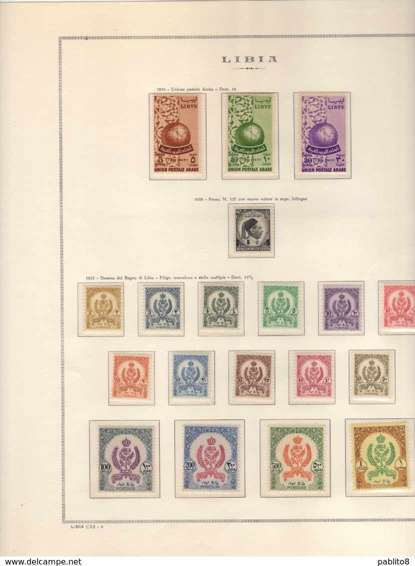 LIBIA LIBYA 1952 1969 COLLEZIONE COMPLETA SU FOGLI MARINI COMPLETE COLLECTION MNH - Libia