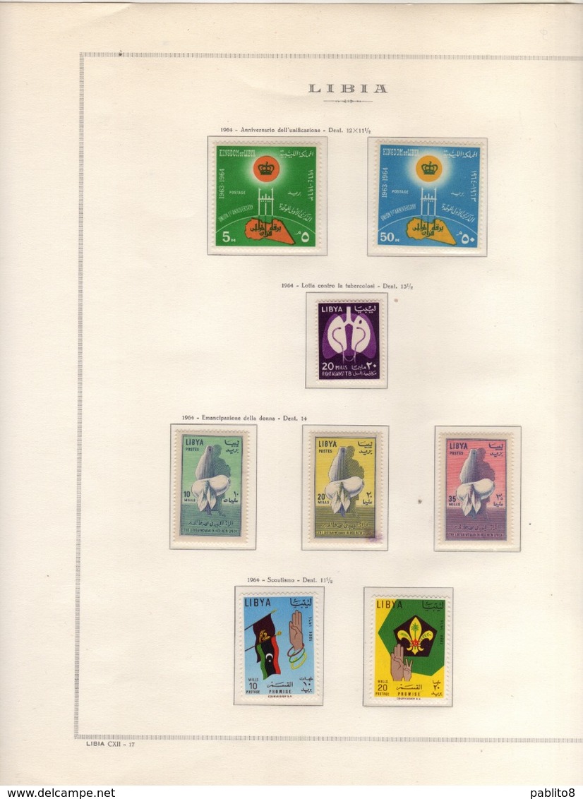 LIBIA LIBYA 1952 1969 COLLEZIONE COMPLETA SU FOGLI MARINI COMPLETE COLLECTION MNH