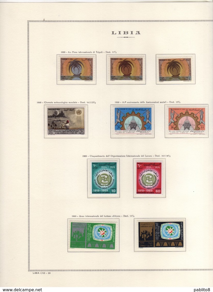 LIBIA LIBYA 1952 1969 COLLEZIONE COMPLETA SU FOGLI MARINI COMPLETE COLLECTION MNH