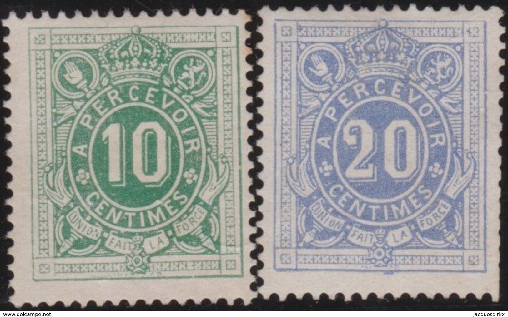 Belgie  .    OBP   .      Taxe  1/2      .       (*)         .   Geen Gom   .  / .   Pas De Gomme - Timbres