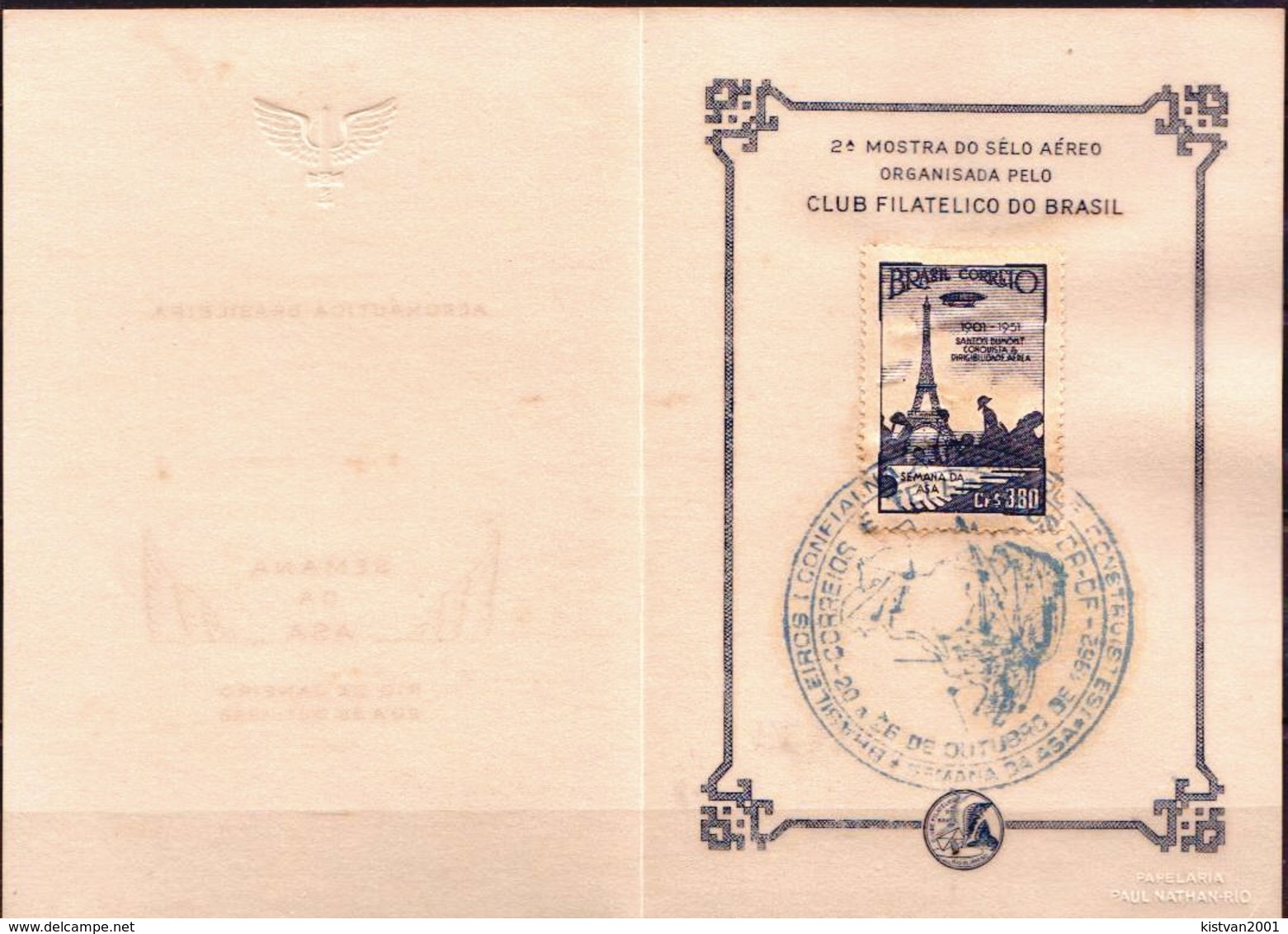 Postal History: Brazil Commemorative Card / Folhinha Comemorativa / With Zeppelin Stamp - Zeppelins