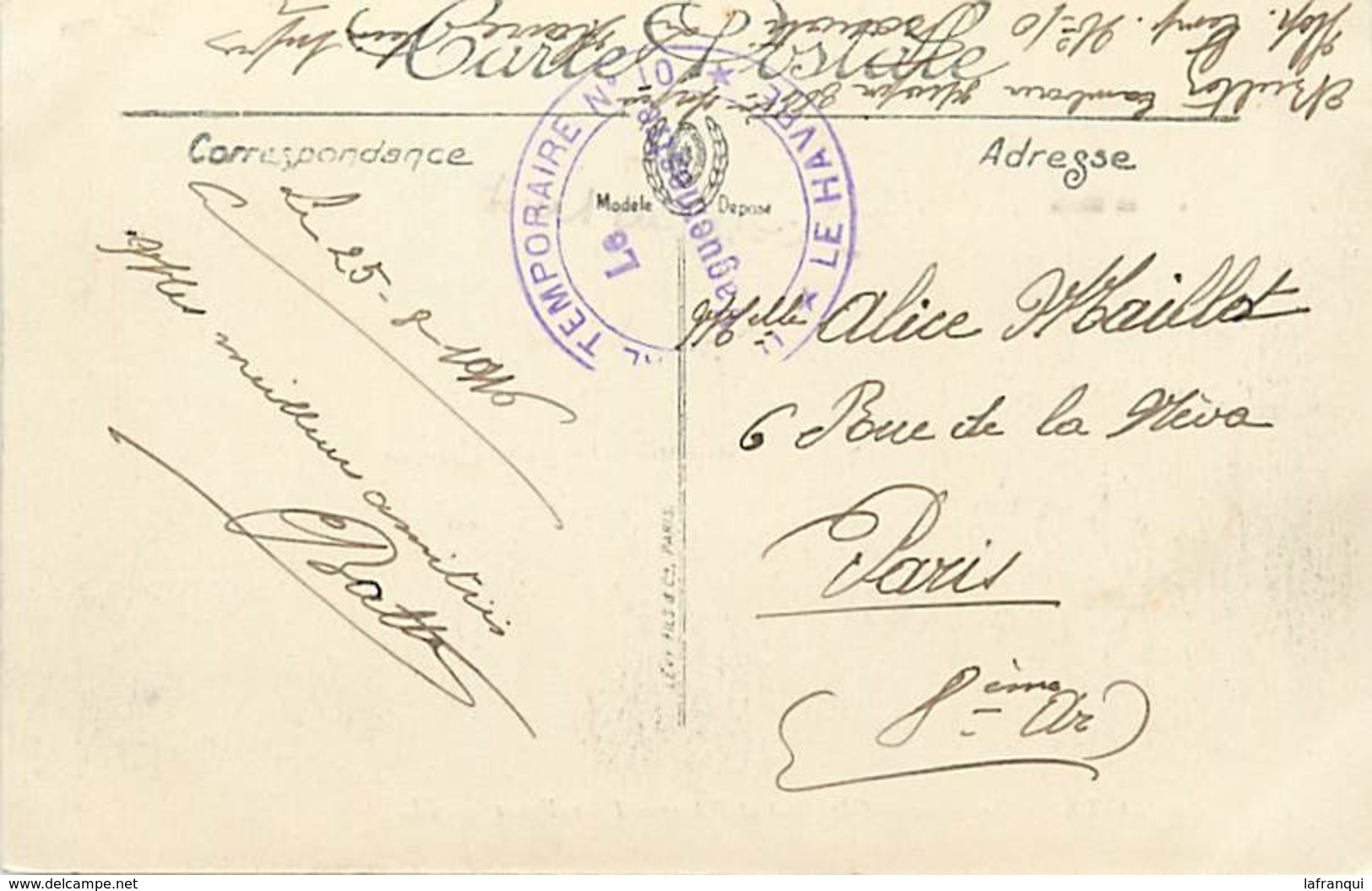 Themes Div-ref DD130-cachets - Guerre 1914-18-cachet Hopital Temporaire No 10- Le Havre - Seine Maritime - - WW I