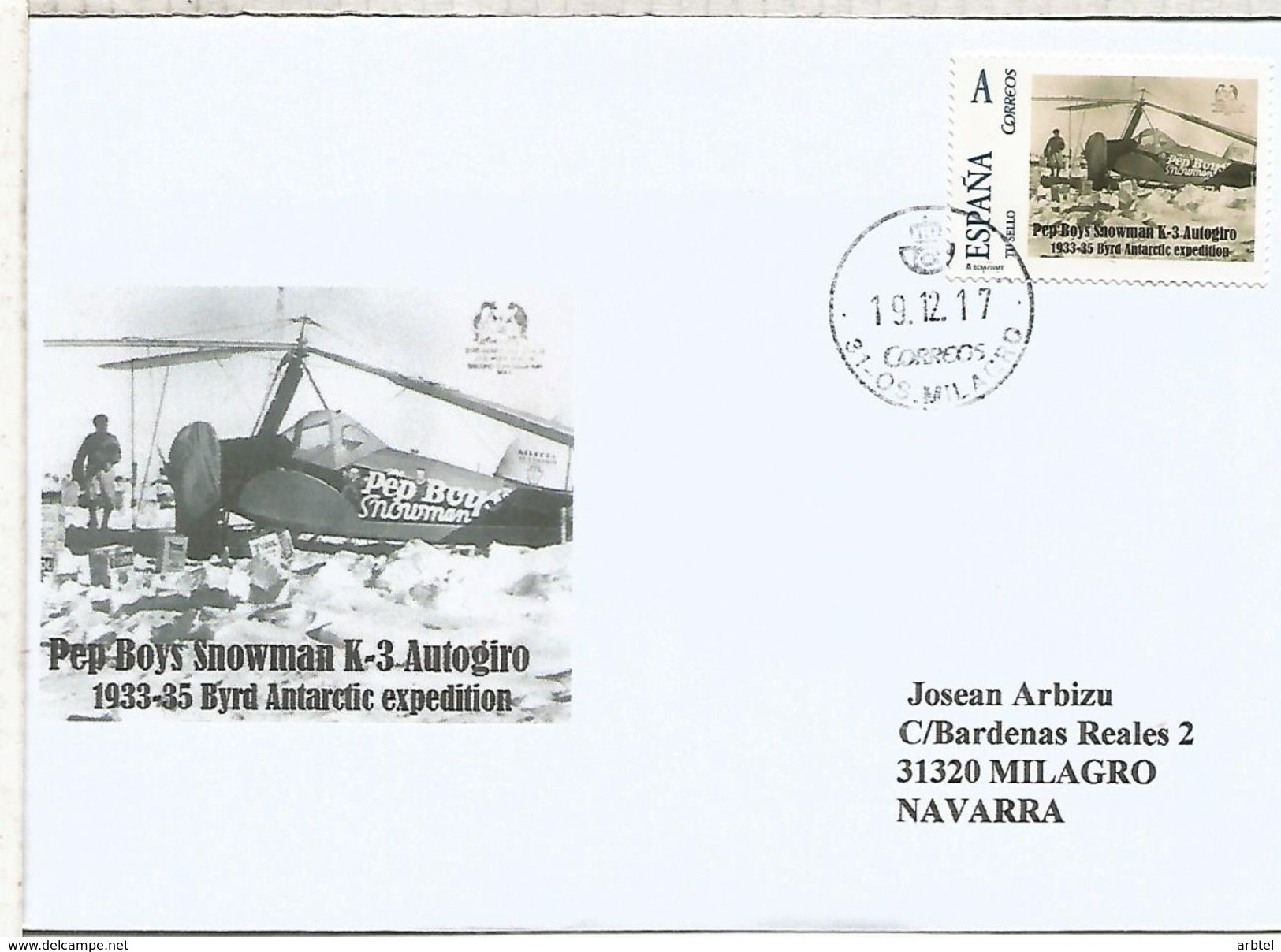 AUTOGIRO HELICOPTER  BYRD ANTARCTIC EXPEDITION 1933 TU SELLO ON COVER - Elicotteri