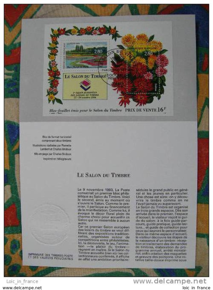 Notice Philatélique Salon Du Timbre 1994 Dalhia - Briefmarkenausstellungen