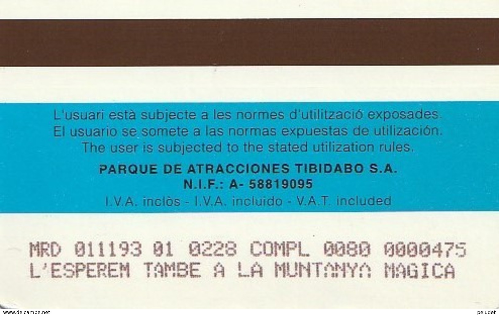 TICKET - ENTRADA / MIRADOR DE LA TORRE DE COLLSEROLA - 01 11 1993 - Tickets - Entradas