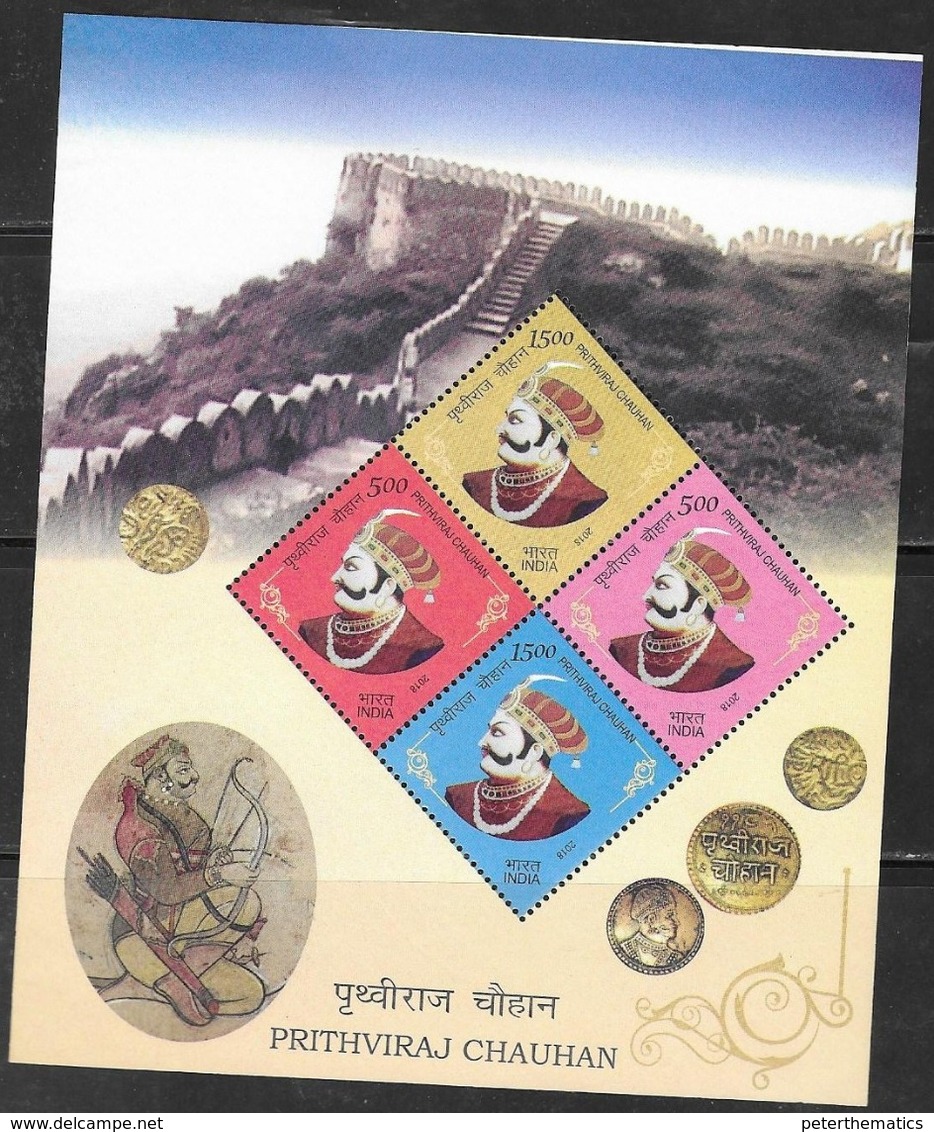 INDIA, 2018, MNH,LEGENDS, PRITHVIRAJ CHAUHAN, KINGS, FORTS, SHEETLET - Other & Unclassified