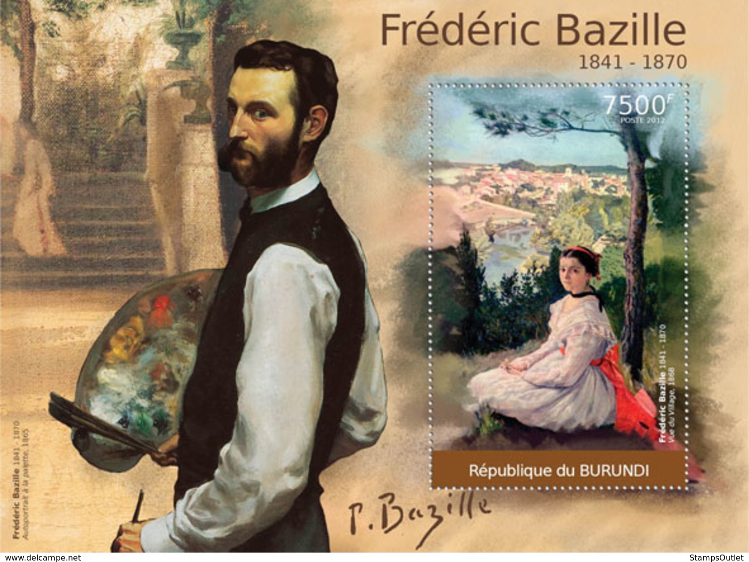 BURUNDI 2012 - Paintings Of Frederic Bazille S/S. Official Issues. - Ungebraucht