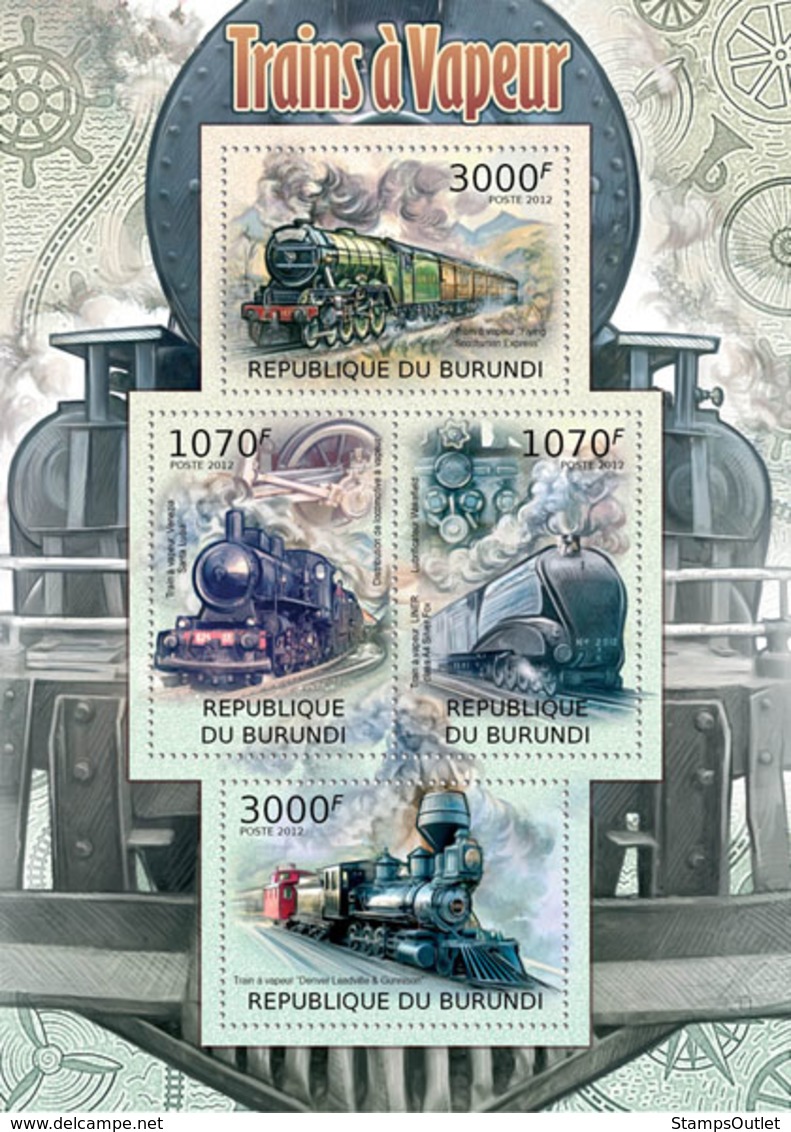 BURUNDI 2012 - Steam Trains M/S. Official Issues. - Neufs