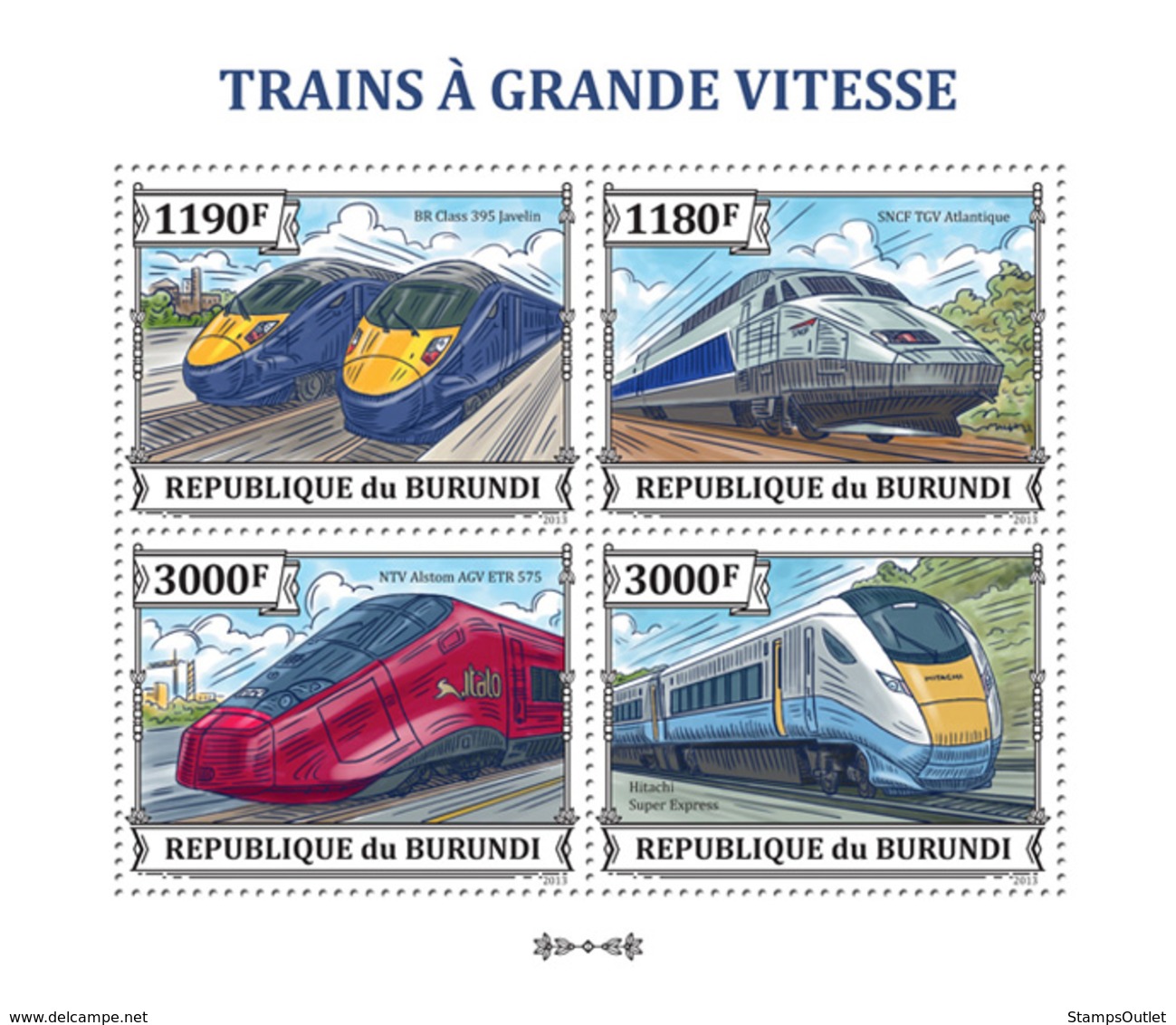 BURUNDI 2013 - Trains M/S. Official Issues. - Neufs